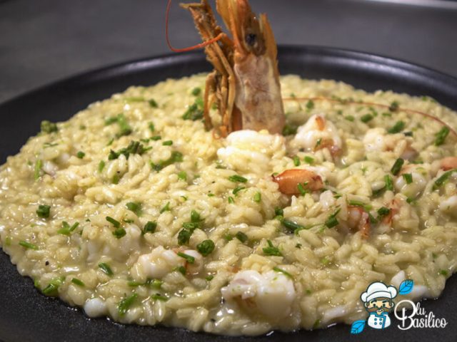 156 – Risotto con asparagi selvatici e gamberoni 1